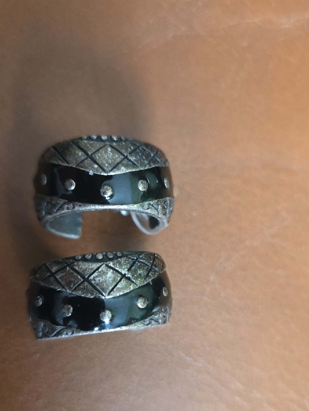 Silver and black open loop earrings from Chicos